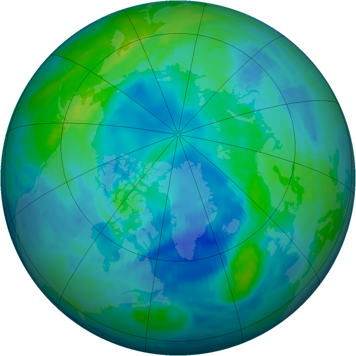 Arctic ozone map for 16 October 1997
